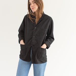 Vintage Black Chore Jacket Lightweight Round Three Pocket Cotton Style Coat Blazer XS J10 S - 20" Chest