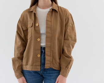 Vintage Tan Khaki Single Pocket Work Jacket | Unisex Utility Coat | Made in Italy | M | IT364