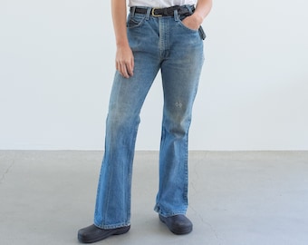 Vintage 32 33 Waist Jeans | Holes 70s Wallet Fade Denim | Orange Tab | Made in USA |