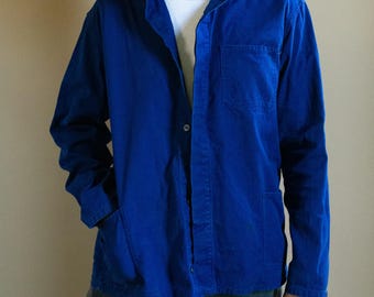 Vintage donkerblauwe werkhemdjas | Unisex katoenen werkkleding | Gemaakt in Vietnam | M L | J169