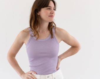 The Siena Tank in Lilac Purple | Vintage Rib Knit Tank | Ribbed top 100% Cotton Undershirt Singlet | XS S