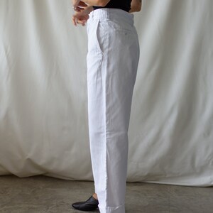 Vintage 27 28 Waist White Chino Pant Unisex High Waist 60s Cotton Chinos Made in USA Pants Zipper Fly image 6