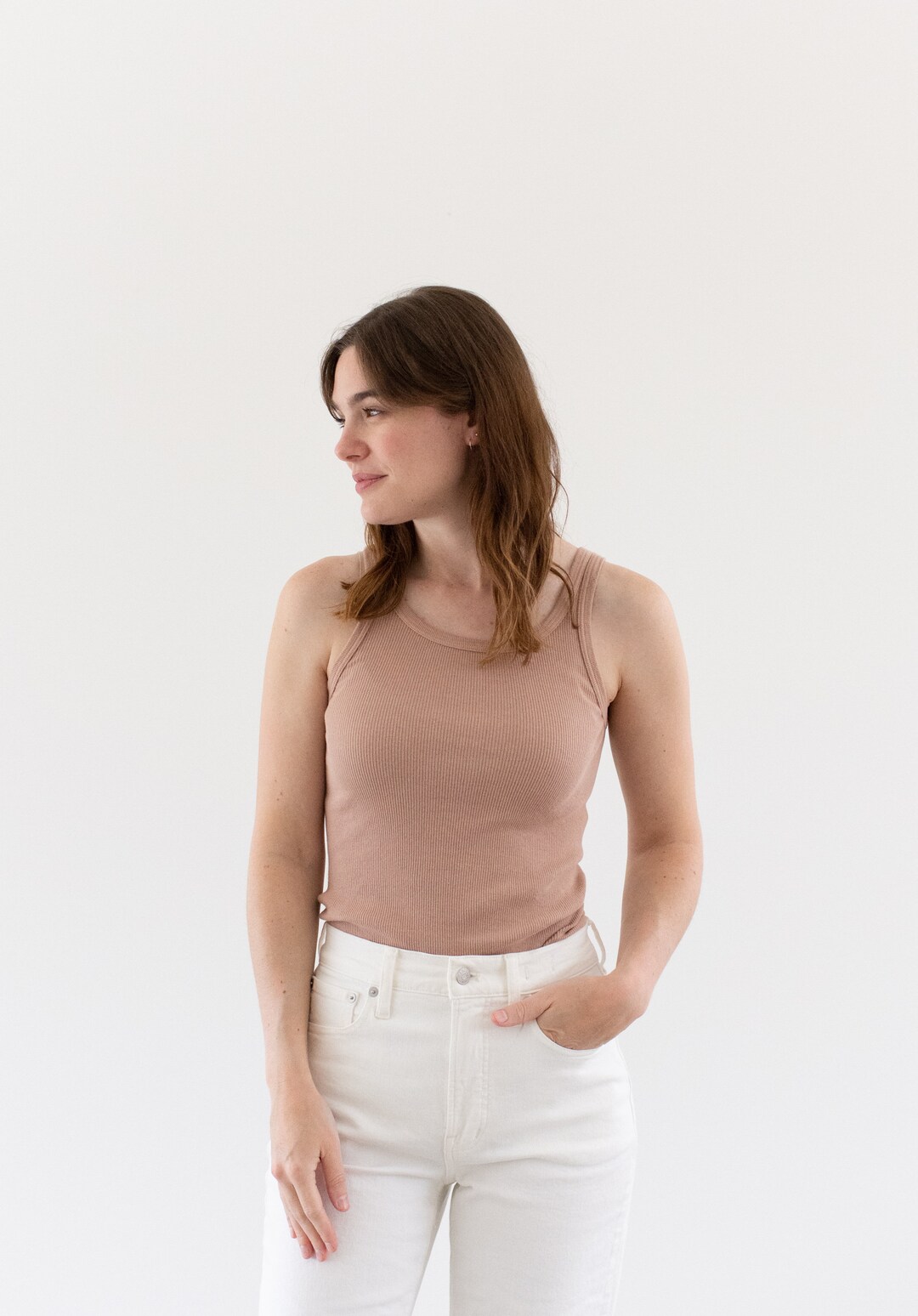 Desert Rose Ribbed Cotton Tank