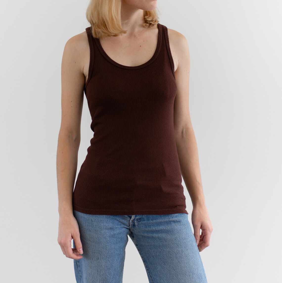Vintage Rib Tank Overdye Hickory Brown Ribbed Military - Etsy