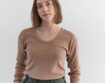 The Odense Thermal in Dusty Pink | Vintage Long Sleeve Thermal | Scoop Neck Cotton Shirt | Knitwear | S M