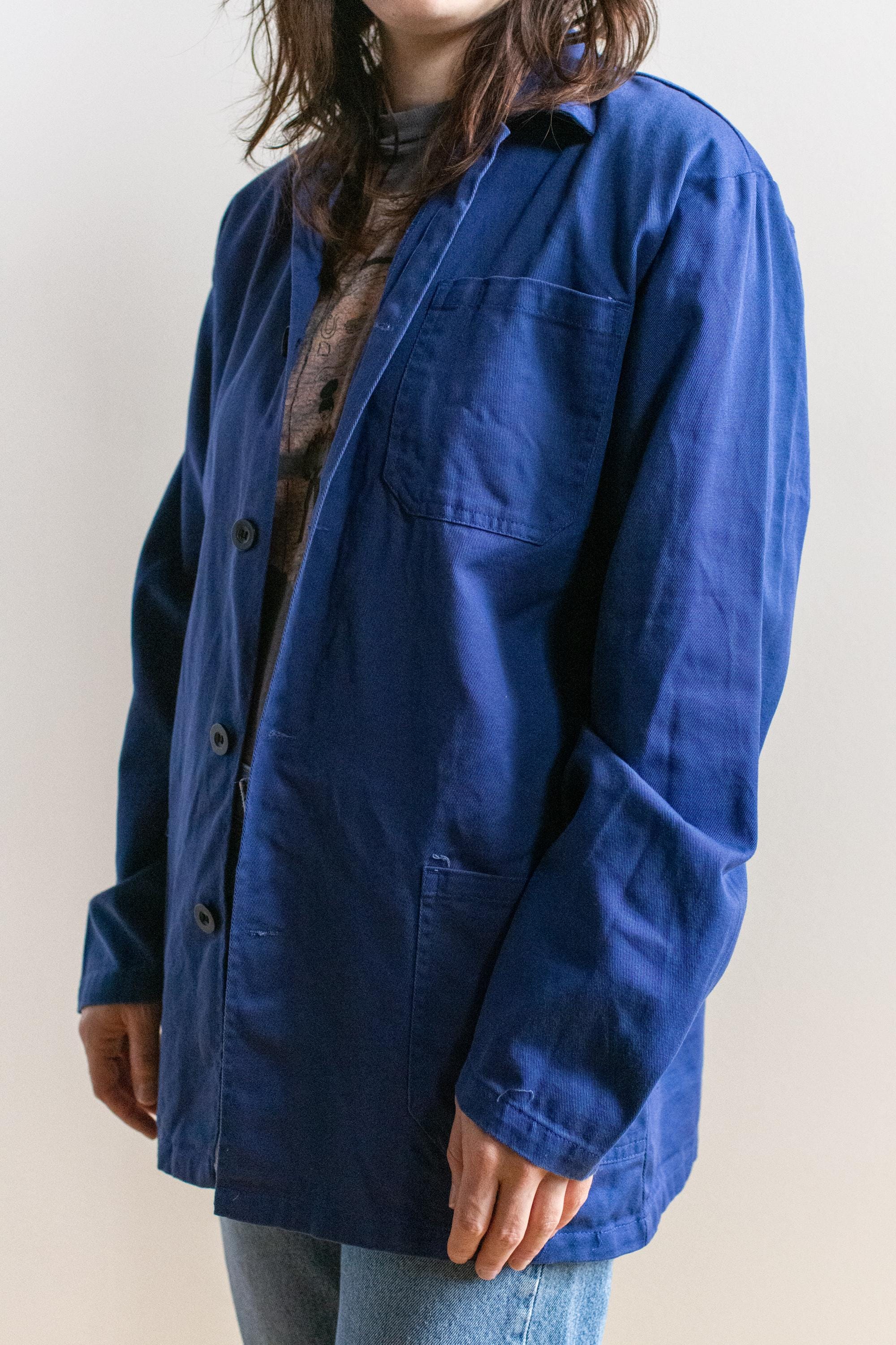 Vintage Sun Fade Blue Chore Coat | Unisex Cotton Utility Work