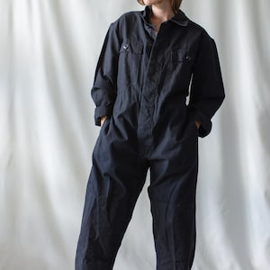 Vintage Black Cotton Coverall | Unisex Jump Suit Jumpsuit | Cotton