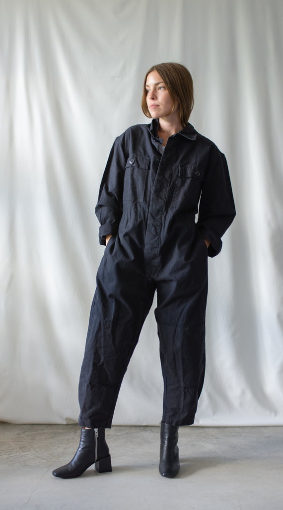 Vintage Black Cotton Canvas Coverall | Jump Suit … - image 8