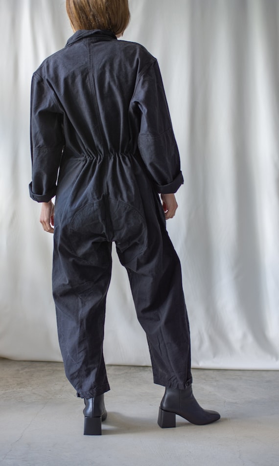 Vintage Black Cotton Canvas Coverall | Jump Suit … - image 9