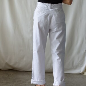 Vintage 27 28 Waist White Chino Pant Unisex High Waist 60s Cotton Chinos Made in USA Pants Zipper Fly image 7