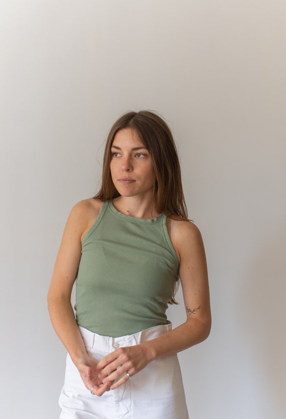 Green top tank top