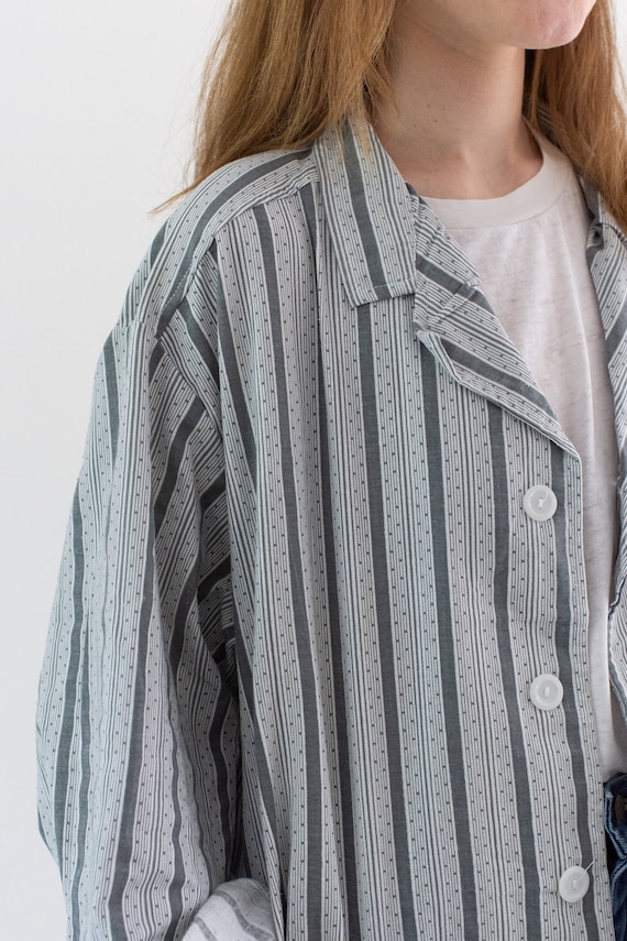 Vintage Grey White Striped Shirt Jacket | Unisex … - image 6