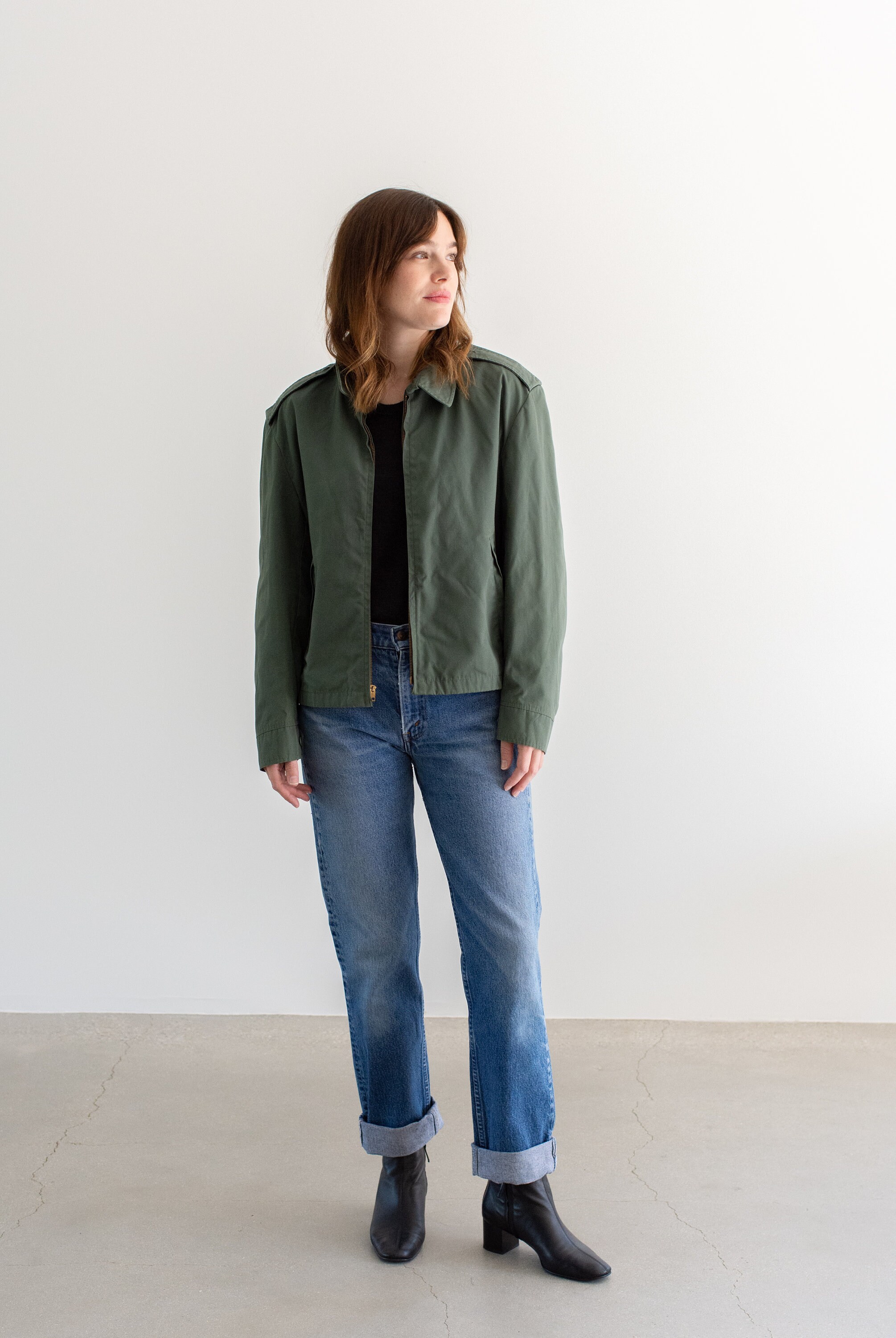 Vintage Sage Green Zipper Jacket | Unisex Ceiling Zero Blauer 