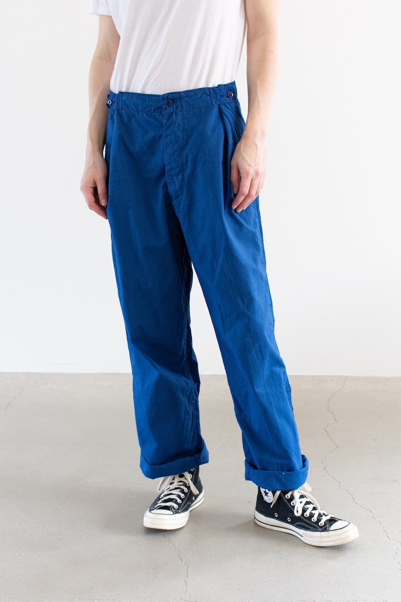 Vintage 29-41 Taille Matisse Blaue Arbeitshose Hose Unisex Leichte Baumwollhose mit hoher Taille Hellblaue Chino-Taille Bild 3