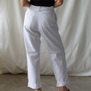 Vintage 27 28 Waist White Chino Pant Unisex High Waist 60s Cotton Chinos Made in USA Pants Zipper Fly image 8