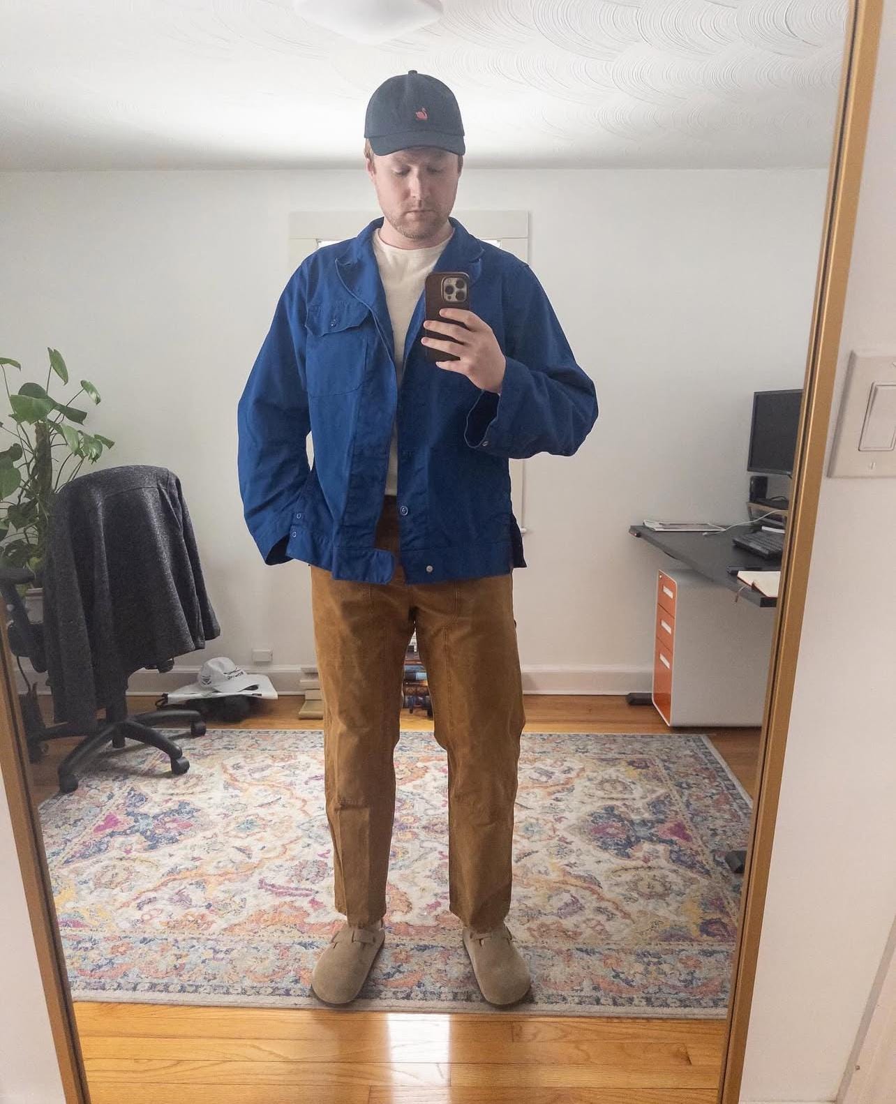 Vintage Matisse Blue Oversized Side Snap Coat | Unisex Utility