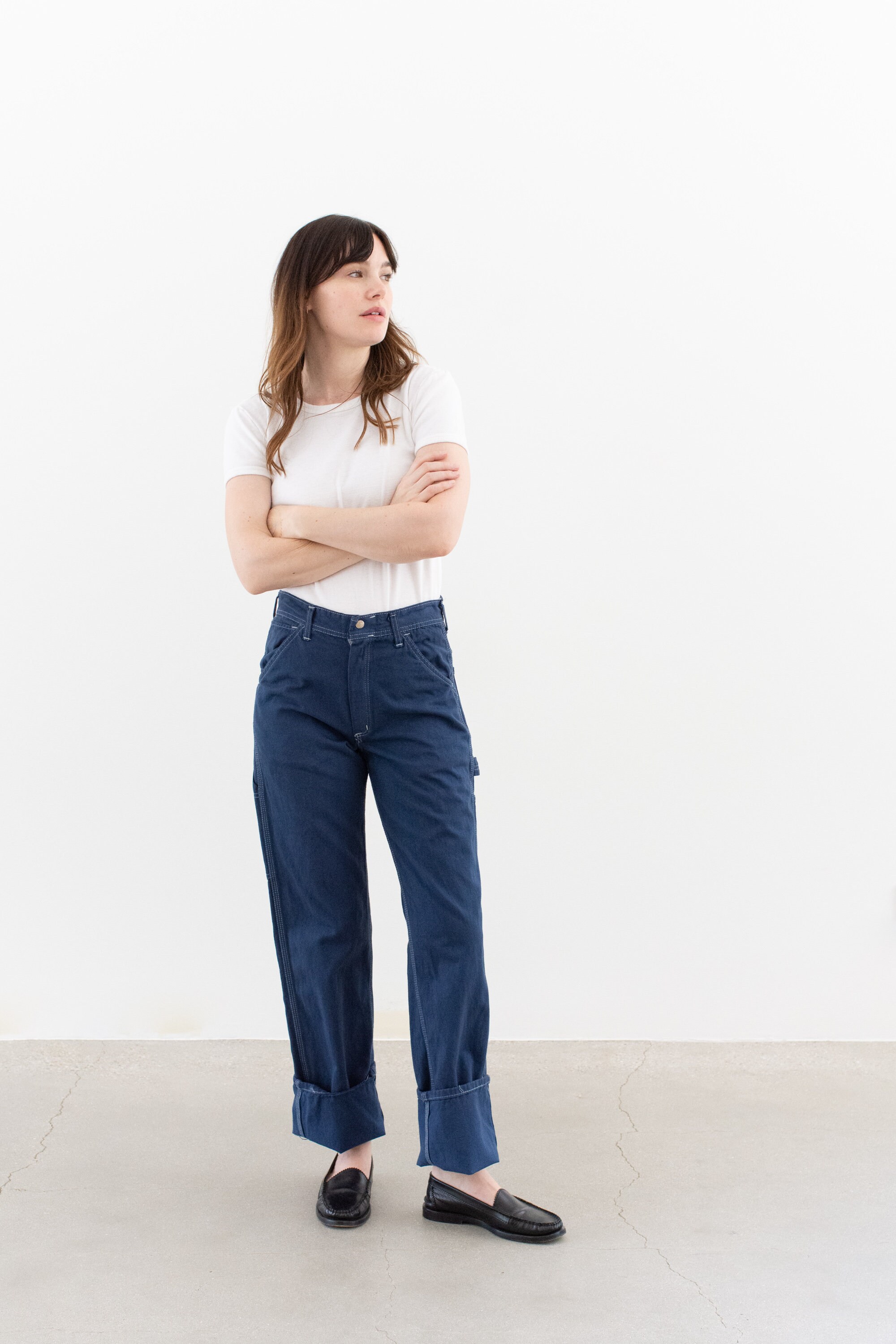 Vintage 25 26 27 28 29 Waist Ocean Blue Cotton Utility