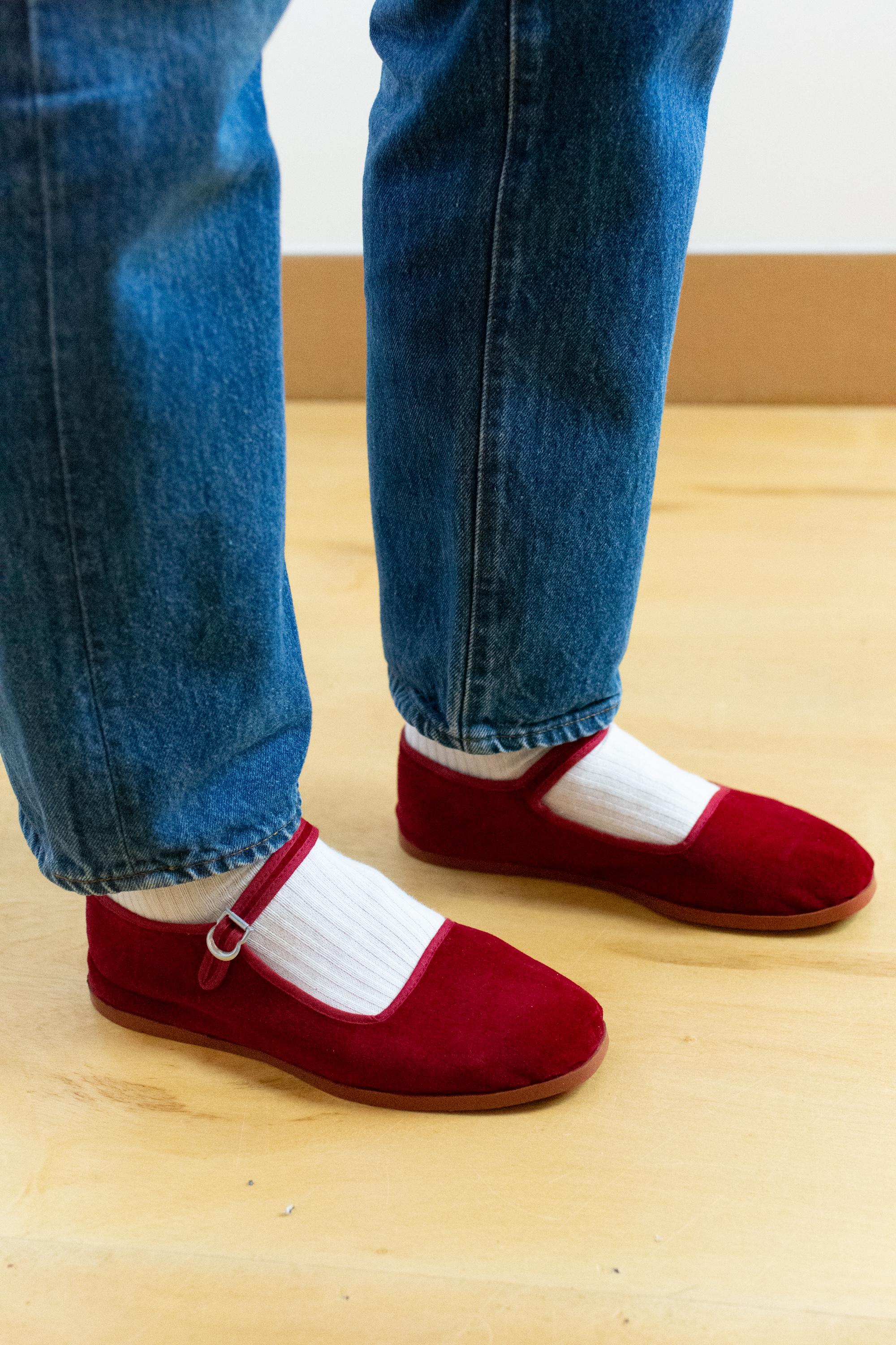 flat shoes shoes velvet red