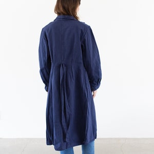 Vintage Navy Blue Trench Coat Unisex Belted Duster Jacket Made in Italy M image 9