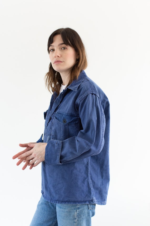 Vintage Denim Blue Popover Shirt | Mended Indigo … - image 6