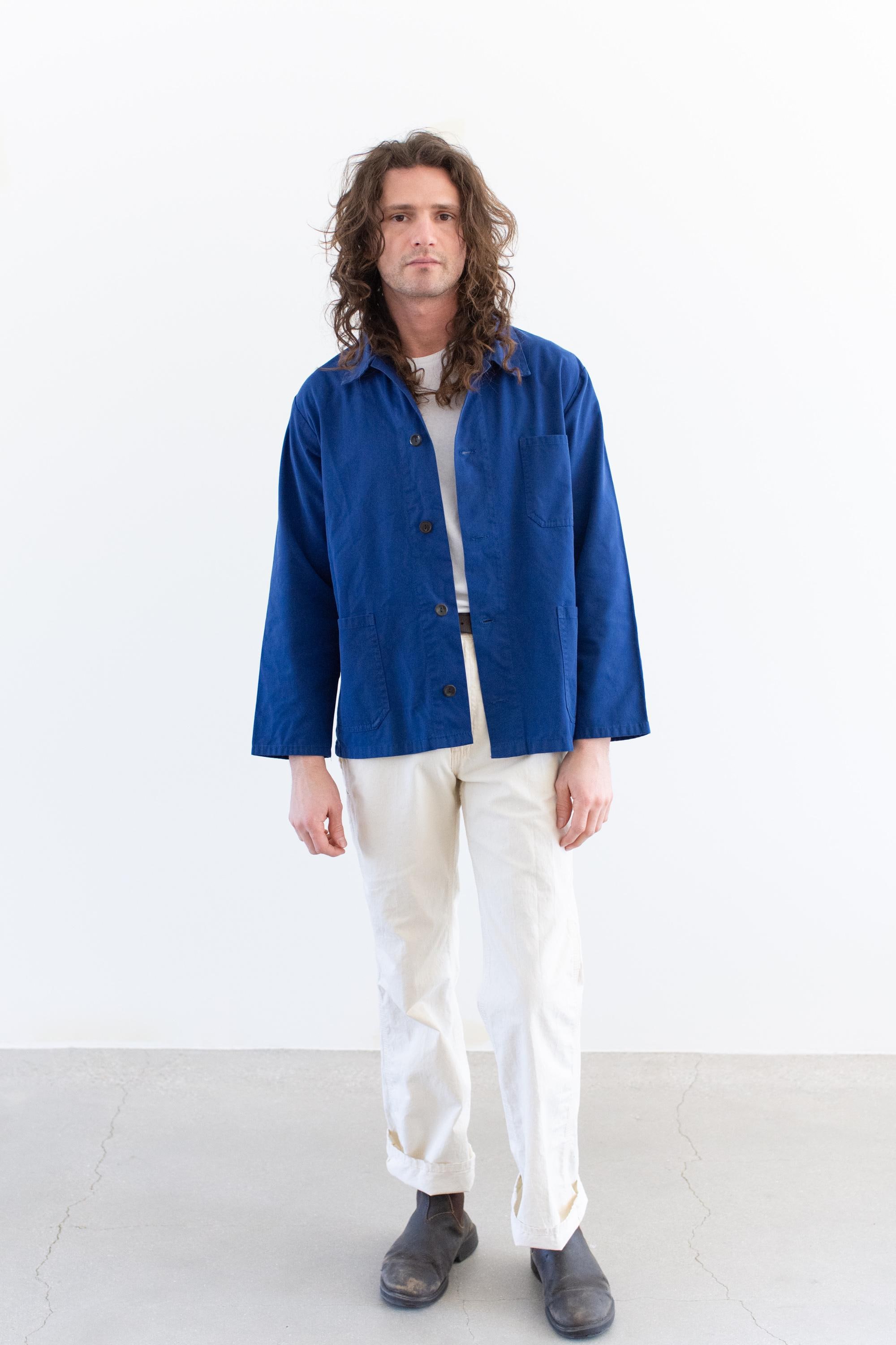 Vintage Blue Chore Work Jacket | Unisex Cotton Blend Utility