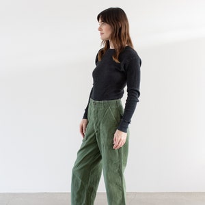 Vintage 27 Waist Olive Green Army Pants Unisex Utility Fatigues Military Trouser Button Fly F544 image 5