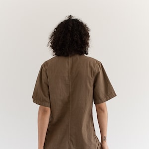 The Willet Shirt in Mushroom Brown Vintage Unisex Overdye Short Sleeve Simple Cotton Work Shirt S M L image 6