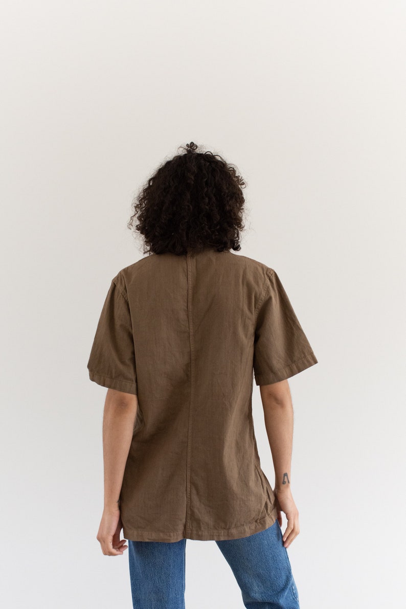 The Willet Shirt in Mushroom Brown Vintage Unisex Overdye Short Sleeve Simple Cotton Work Shirt S M L image 6