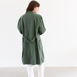 Vintage Eucalyptus Green Shop Coat Unisex Herringbone Twill Euro Chore Trench Jacket M image 8