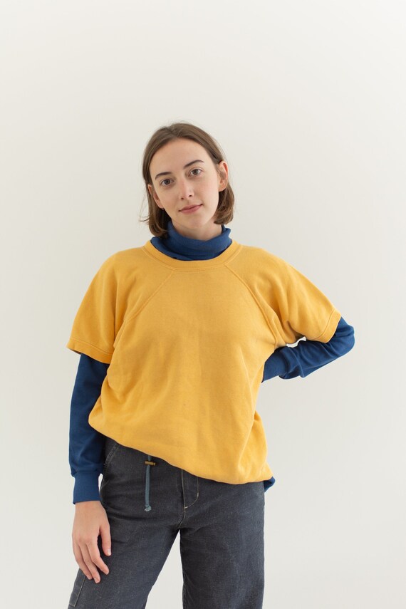 Vintage Yellow Short Sleeve Raglan Sweatshirt | M