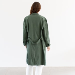 Vintage Eucalyptus Green Shop Coat Unisex Herringbone Twill Euro Chore Trench Jacket M image 7