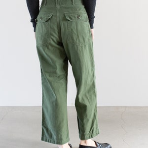 Vintage 27 Waist Olive Green Army Pants Unisex Utility Fatigues Military Trouser Button Fly F544 image 8