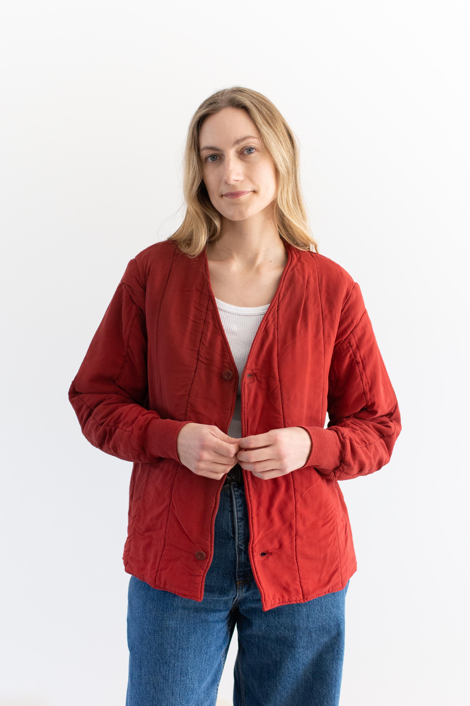 Vintage Overdye Heirloom Tomato Red Cotton Quilt Jacket | Unisex