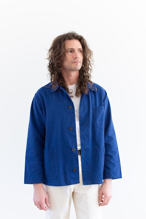 Vintage Blue Chore Work Jacket | Unisex Cotton Blend Utility