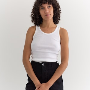 The Corsica Tank in White | Vintage Deadstock Rib Knit Tank Top | 100% Cotton Singlet | Undershirt | XS S