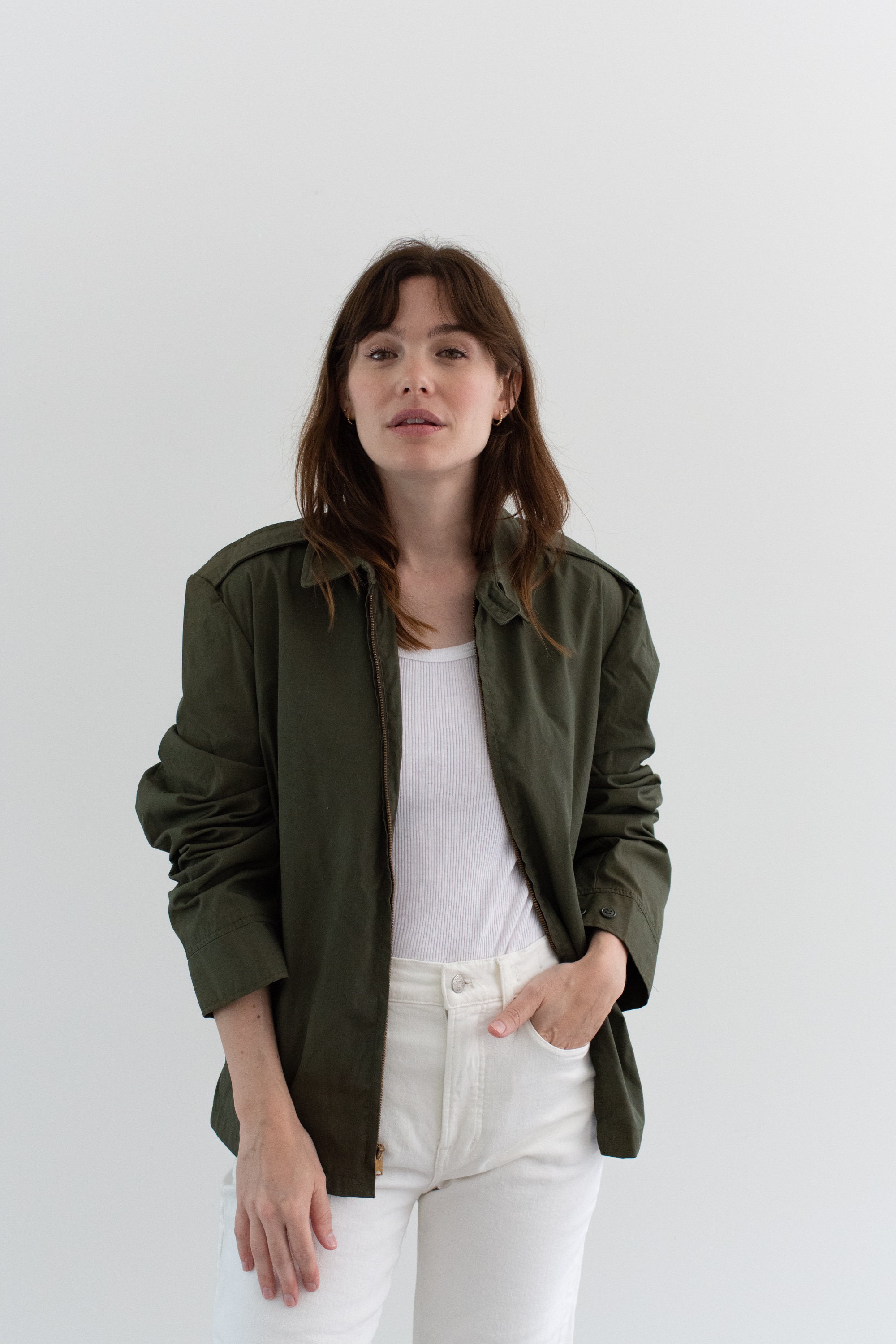 Vintage Forest Green Zipper Jacket | Unisex Ceiling Zero