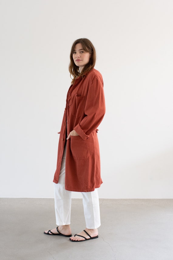 Vintage Brick Red Shop Coat | Unisex Herringbone … - image 5