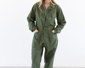 Vintage Olive Green V3lcr0 Coverall | Unisex Hook and Loop