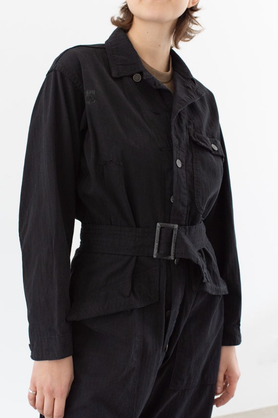 Vintage Overdye Black Belted Coverall | Herringbo… - image 4