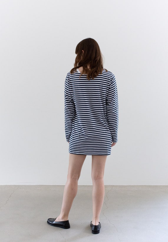 The Bateau Shirt Dress | White Navy Stripe Long S… - image 6