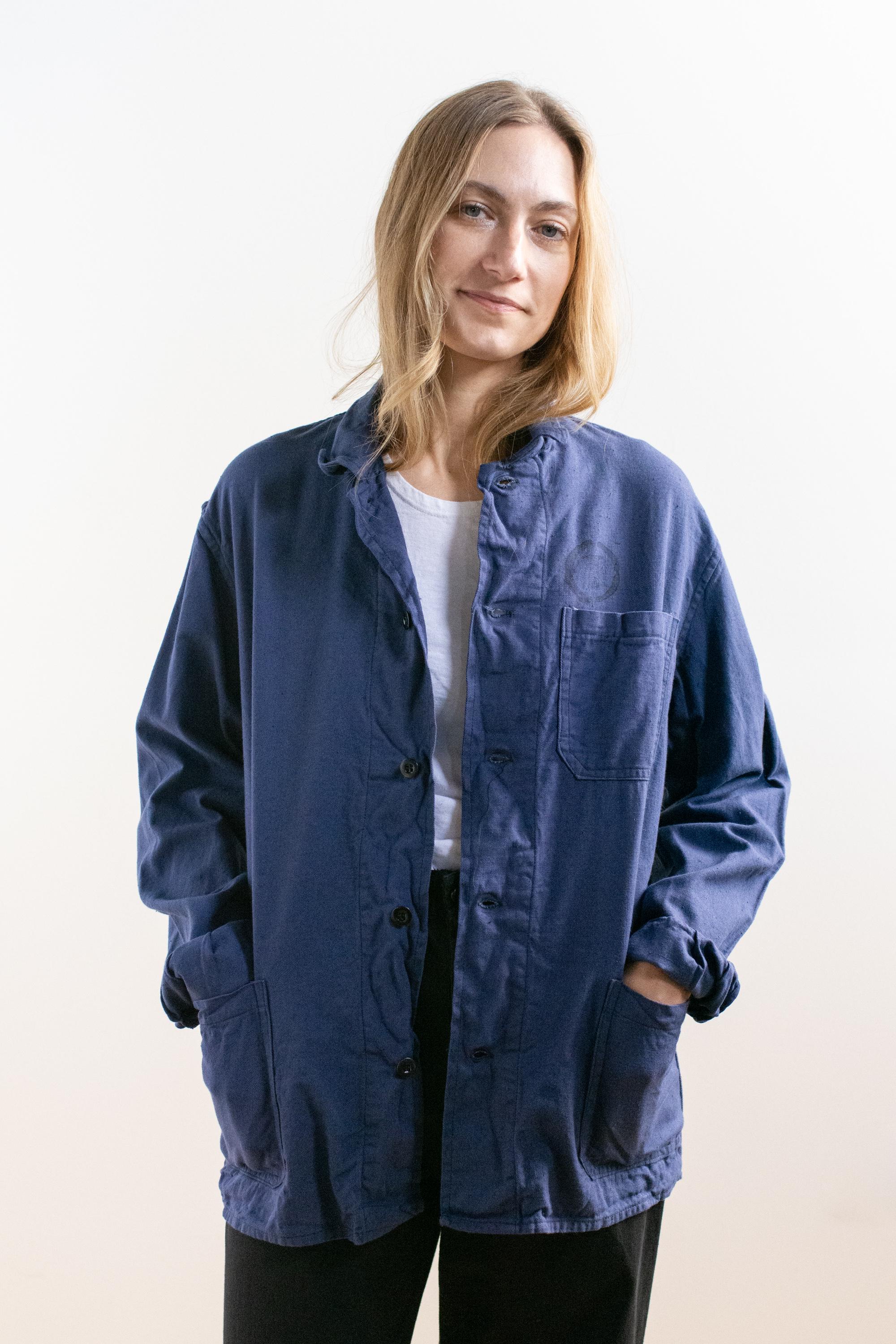 トップス Bal original WORK JACKET Vintage Blue Chore Coat | Unisex Stencil Cotton Utility Work