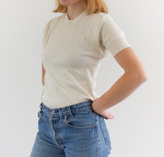 Vintage White Rib Knit Thermal T-Shirt | Jockey Co