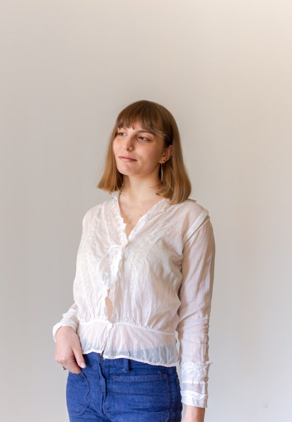 Vintage Victorian White Cotton Blouse | Eyelet Whi