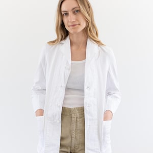 Vintage Weißer Knoten Mantel | Unisex 50er Jahre Baumwolle Workwear Jacke | Hergestellt in den USA | XXS XS
