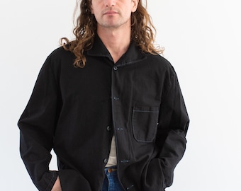 The Illustrator Shirt in Black | Vintage Unisex Flannel Shirt Jacket | Pajama Pyjama Blouse | M L XL |