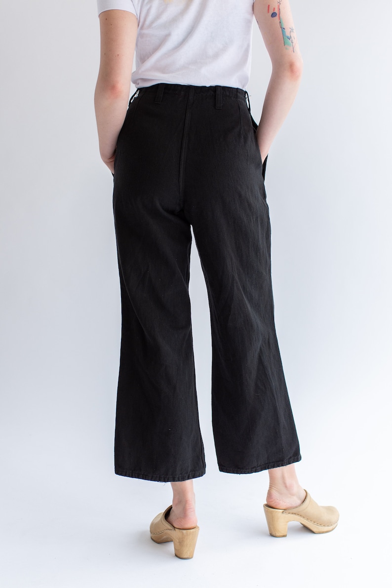 Vintage 30 32 Waist Black Herringbone Twill Sailor Pants | Six Button ...