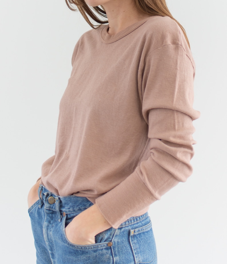 Vintage Dusty Pink Thermal Shirt Crewneck Tee Cotton Blend Etsy