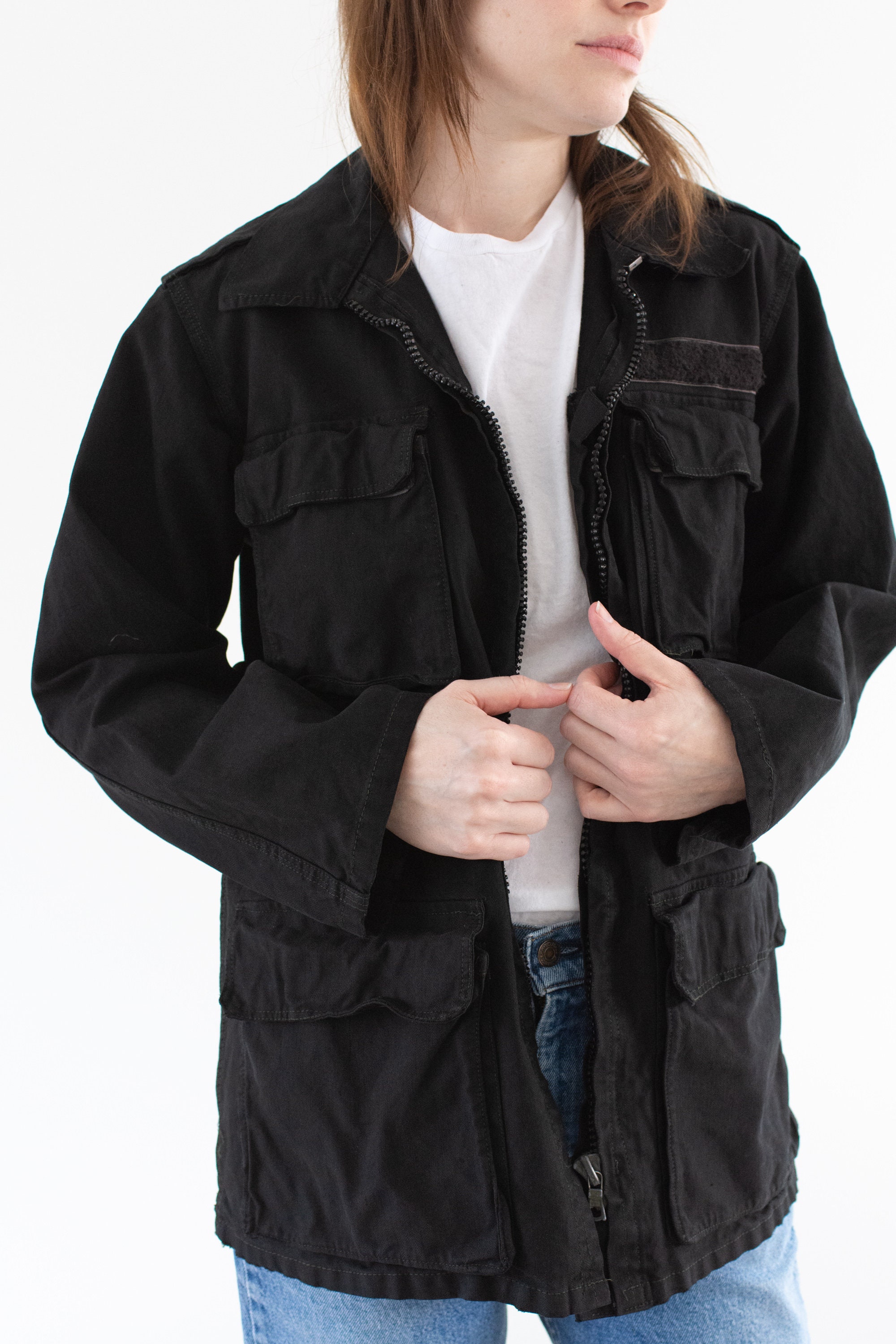 Vintage Black Heavyweight Unisex Cotton Four Flap Pocket
