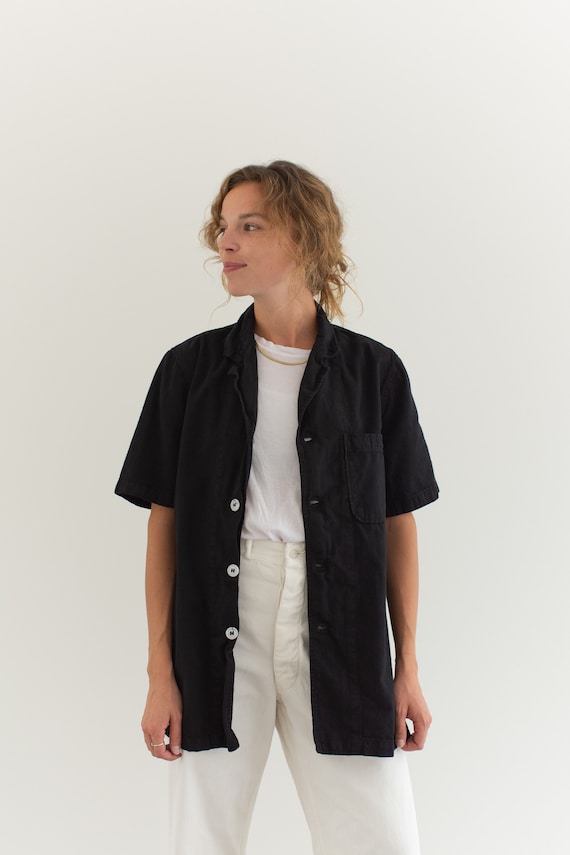Vintage Black Short Sleeve Work Shirt | Workwear P