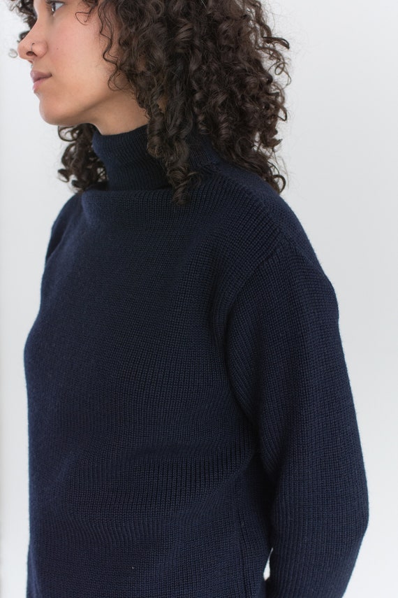 The Castine Sweater | Vintage Navy Blue Wool Turt… - image 7